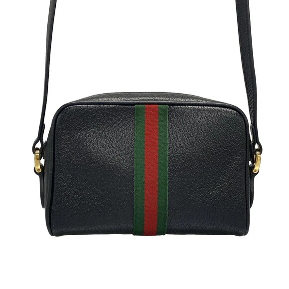 GUCCI Shelly (Web) Black Green Red Leather Shoulder Bag bran854-100325 - Picture 2 of 16